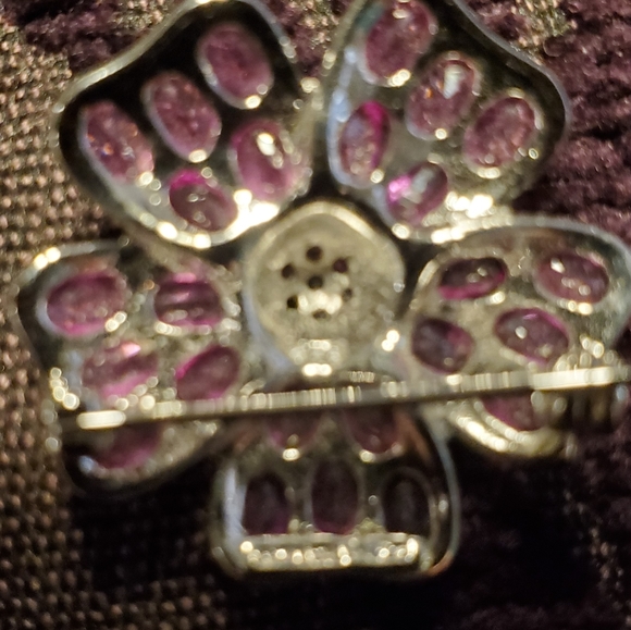 Pink/White Topaz Flower Pin - Picture 4 of 4